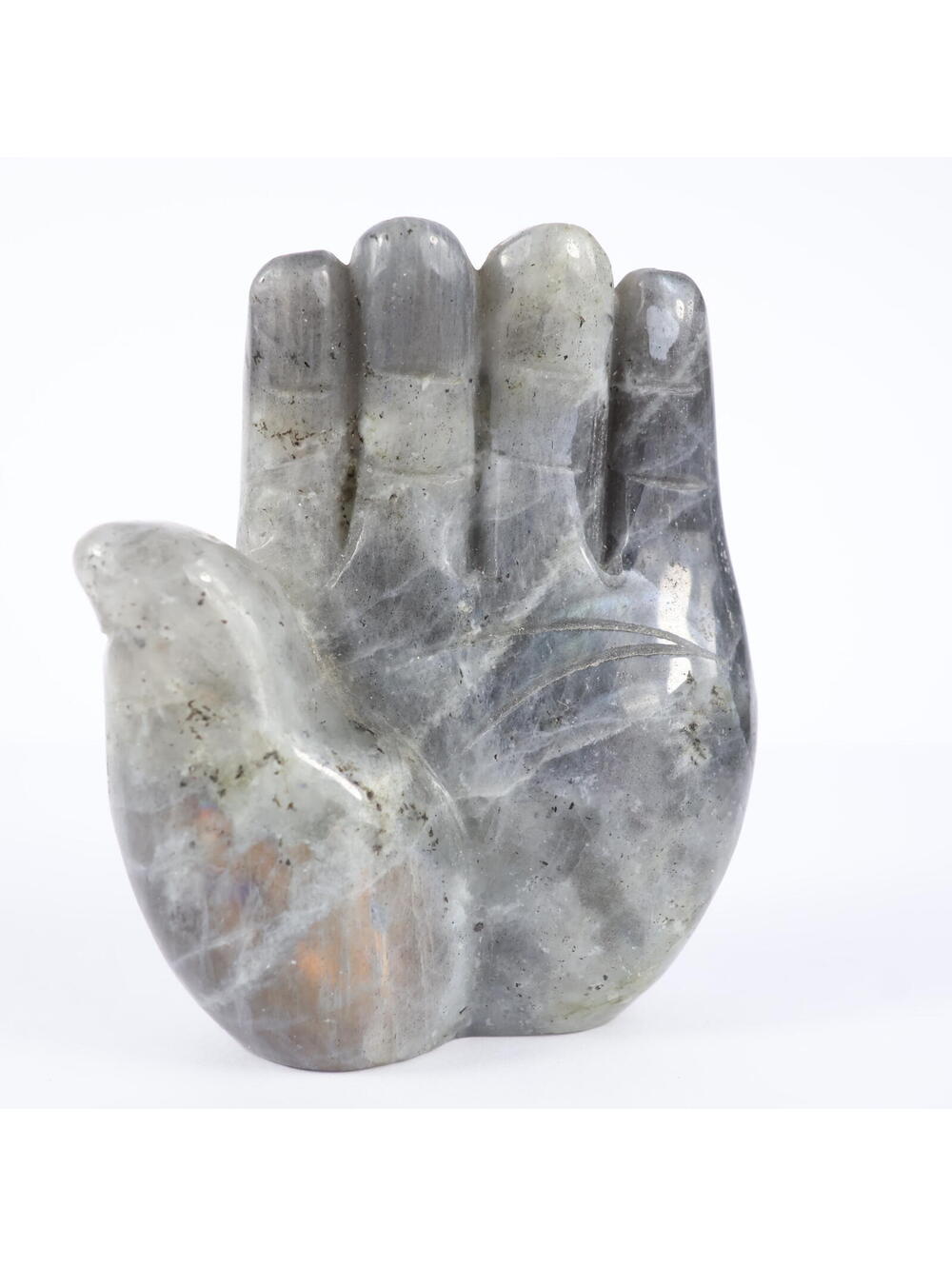 Labradorite Hand Palm 3.5" Carving 330g Crystal Mineral Display Decor 0169